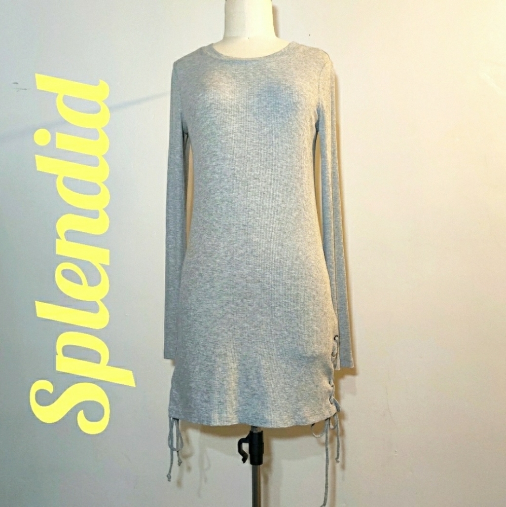 Splendid Gray Long Sleeve Shirt Dress